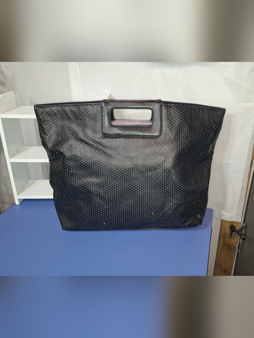 Rare Victoria's Secret Black Glitter Tote Bag